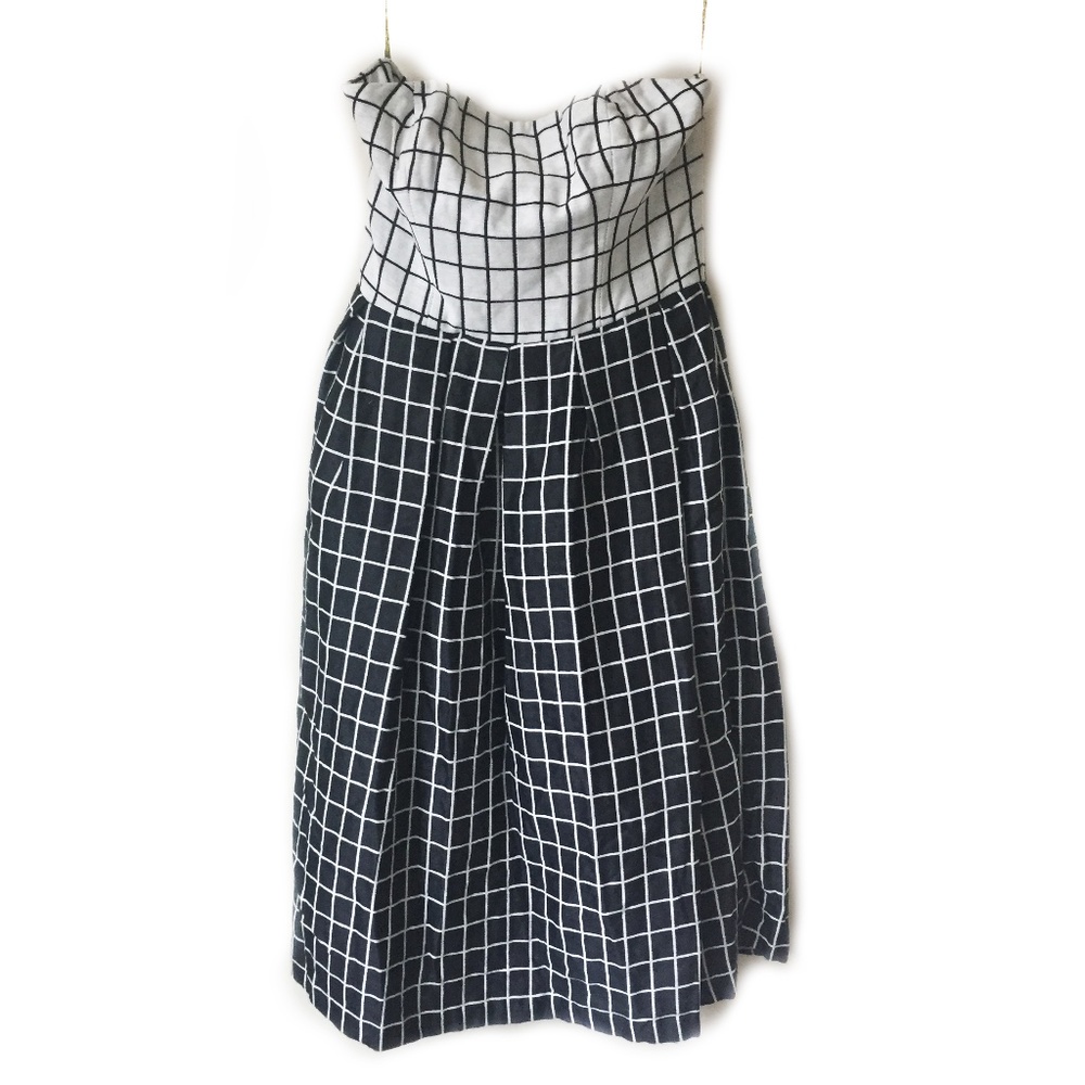 New HUTCH Grid  Strapless Dress Black White Size 4